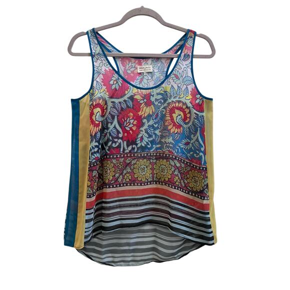 Dream Daily Anthropologie Print Semi Sheer Racerback Tank Top Size Small - Picture 3 of 8